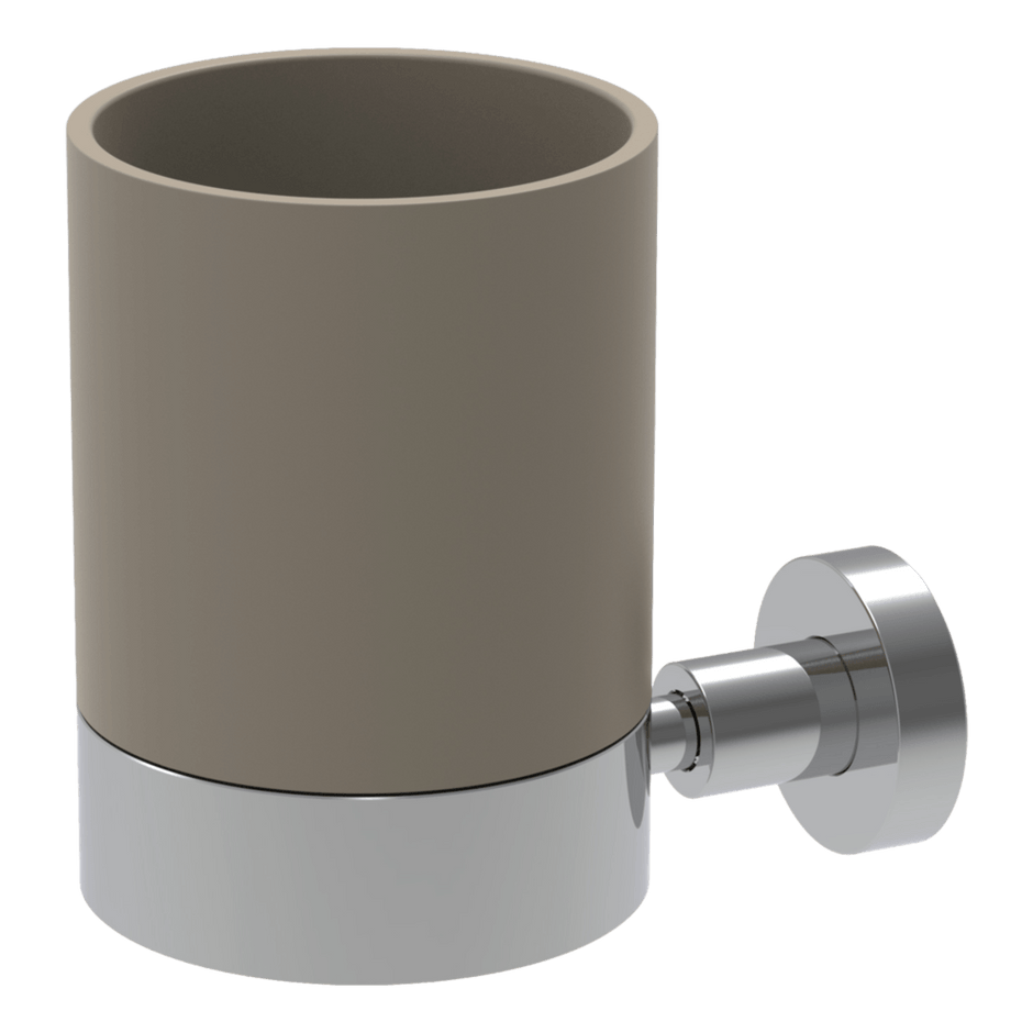 Rotola Toothbrush Holder with Taupe Inset in Chrome