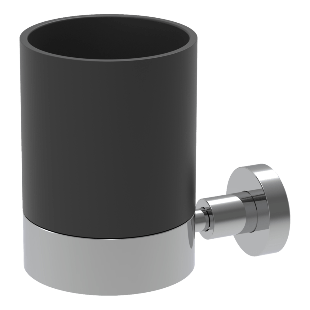 Rotola Toothbrush Holder with Black Inset in Chrome