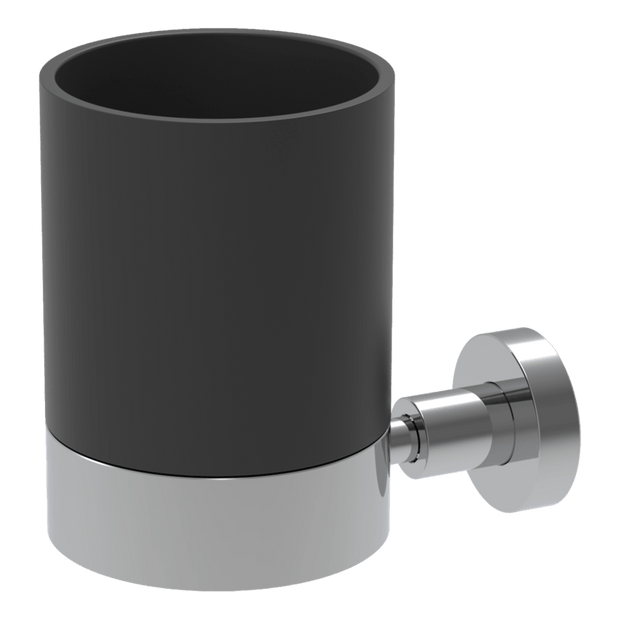 Rotola Toothbrush Holder with Black Inset in Chrome