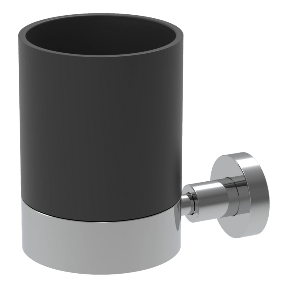 Rotola Toothbrush Holder with Black Inset in Brushed Gold