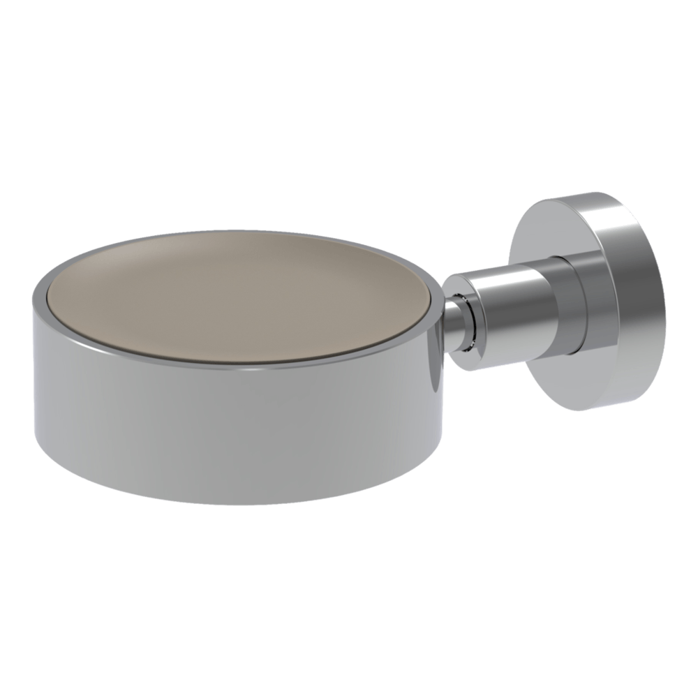 Rotola Soap Holder with Taupe Inset in Chrome