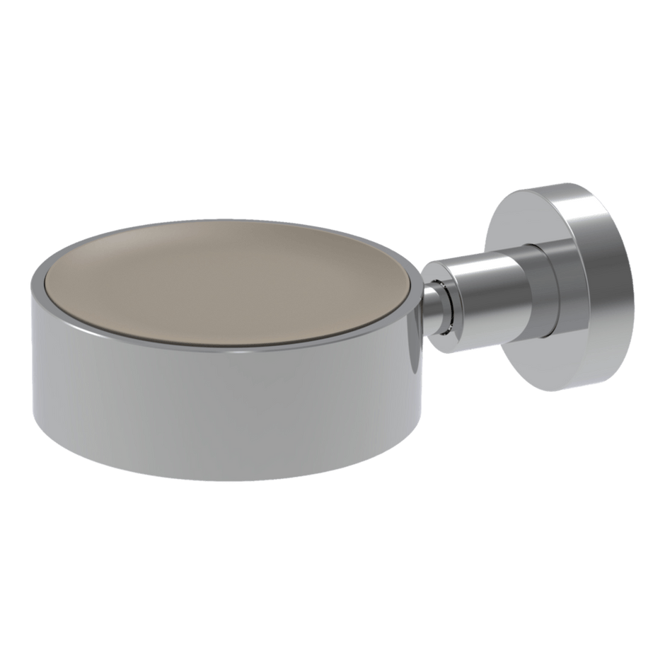 Rotola Soap Holder with Taupe Inset in Chrome