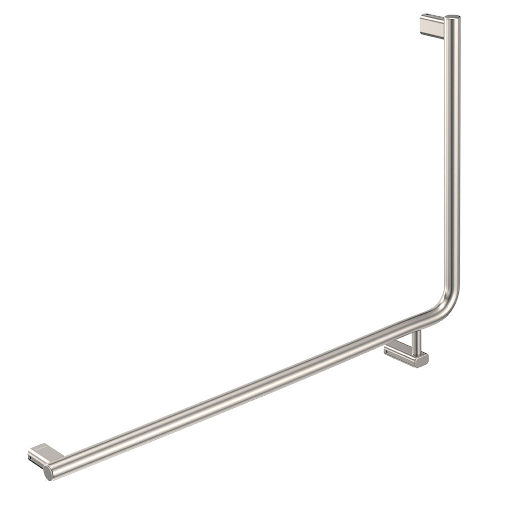 90 Degree Care Slimline Left-Hand Grab Rail in Brushed Nickel