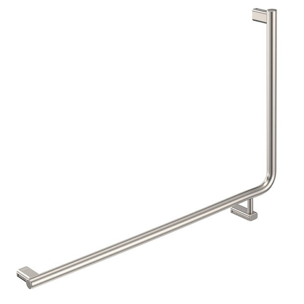 90 Degree Care Slimline Left-Hand Grab Rail in Brushed Nickel
