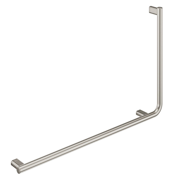 Independent Living, 90 Degree Care Slimline Left-Hand Grab Rail in Brushed Nickel