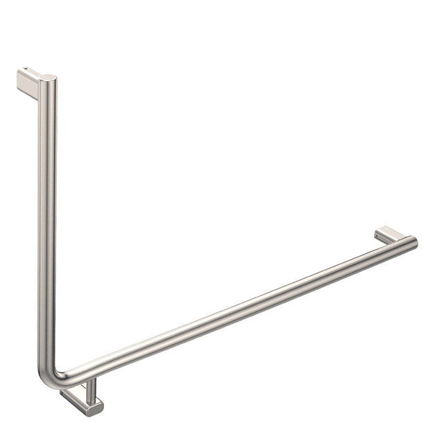 90 Degree Care Slimline Right-Hand Grab Rail in Brushed Nickel