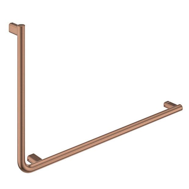 Independent Living, 90 Degree Care Slimline Right-Hand Grab Rail in Brushed Copper