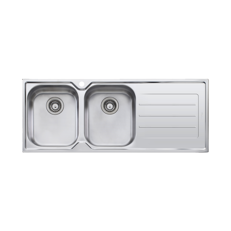 Flinders Double Bowl Topmount Sink With Drainer