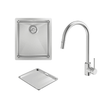Alfresco Single Bowl Sink with Drain Tray and KTA037-316-BR Kitchen Mixer