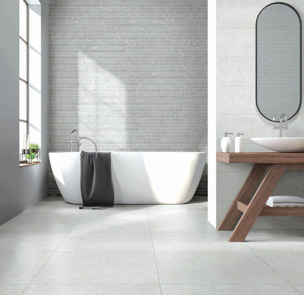 Frammenti Bianco Matt Porcelain Tiles in a room setting