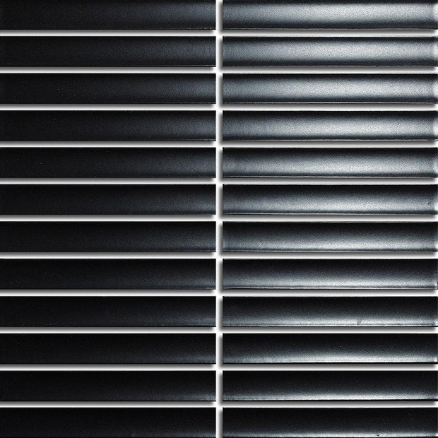 Finger Black Matt Concave Porcelain Mosaic tile