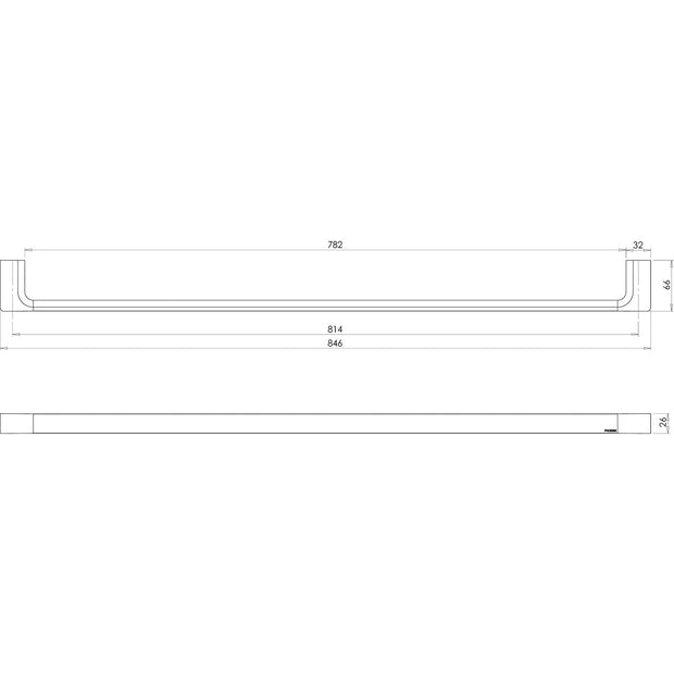Gloss Single Towel Rail 800mm