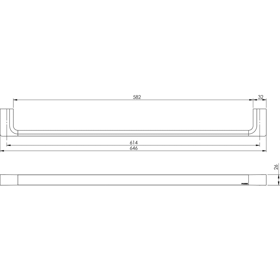Gloss Single Towel Rail 600mm