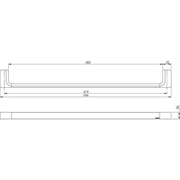 Phoenix Gloss Single Towel Rail 600mm in Brushed Bronze