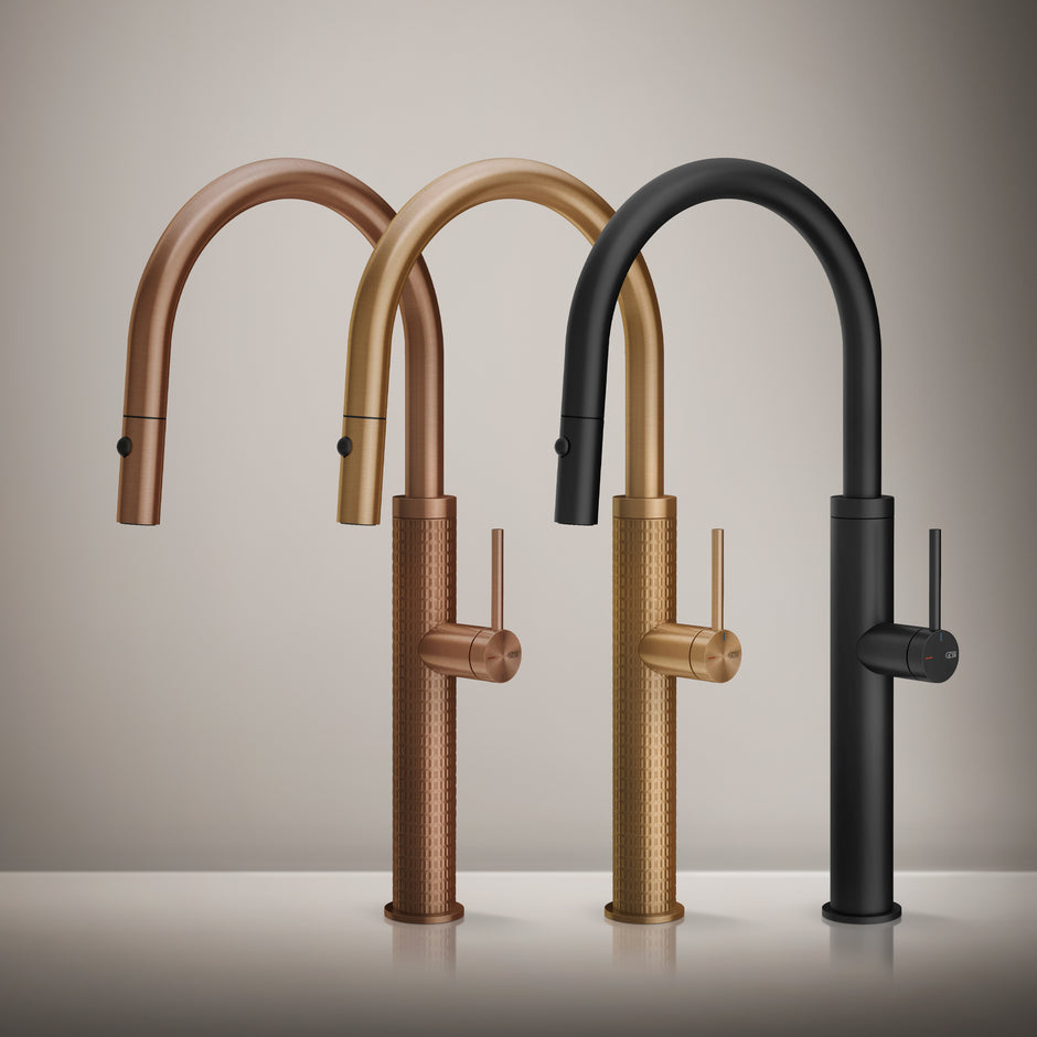 Gessi 316 Meccanica Goose Neck Pull Out Spray Mixer in Warm Bronze view 2