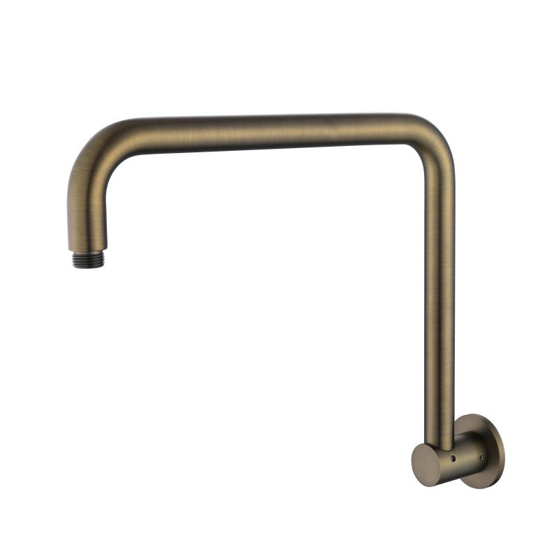 Round High Rise Shower Arm - antique-brass