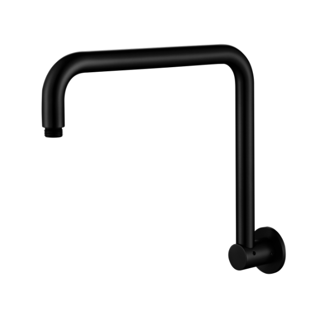 Round High Rise Shower Arm - matte-black
