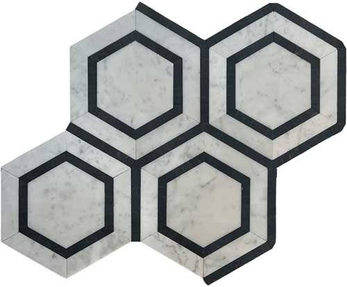CARRARA + NERO-BORDER HONED
