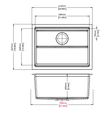 Navona Carysil Harmony Big Bowl Single Bowl Granite Sink 610 x 457 x 253mm technical drawing