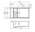 Navona Carysil Harmony 780 Single Bowl Granite Sink 780 x 460 x 249mm technical drawing