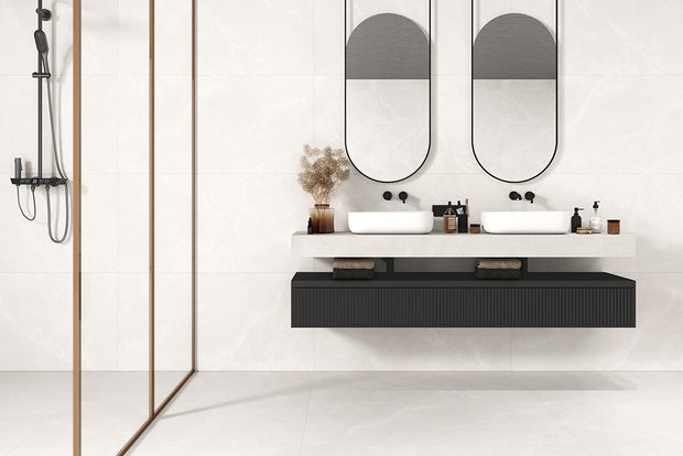 Skyline Horizon Stone Look Porcelain Tiles in a room setting