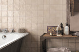 Iris Ivory Pearlescent Wall Tiles in a room setting