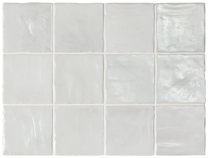 Iris Silver Pearlescent Wall Tiles in a room setting