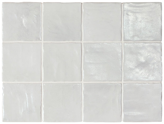 Iris Silver Pearlescent Wall Tiles in a room setting