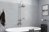 Iris Silver Pearlescent Wall Tiles in a room setting