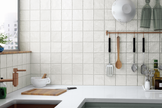 Iris White Pearlescent Wall Tiles in a room setting