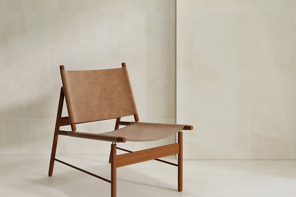 Ivoria Honed Natural Stone Tiles in a room setting