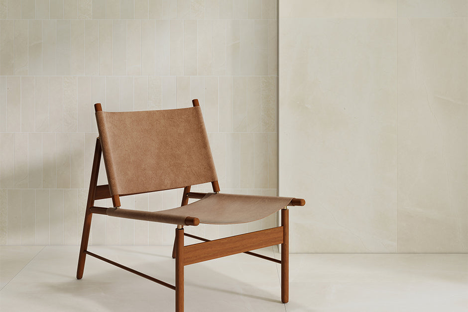 Ivoria Honed Natural Stone Tiles in a room setting