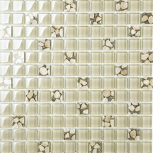 Jewelstone Botticino Gold + es45 Glass and Stone Mosaic tile