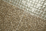 Jewelstone Botticino Gold + es45 Glass and Stone Mosaic in a room setting