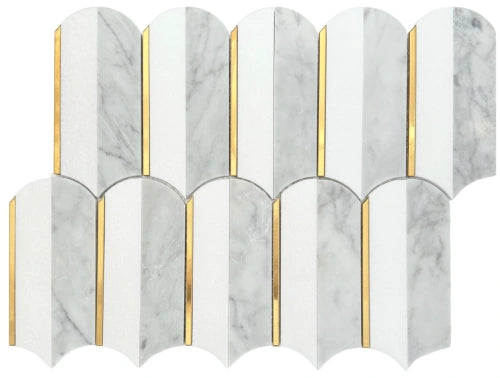 JUMBO FEATHER CARRARA + THASSOS + GOLD