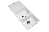 Navona Jazz D200 Double Bowl Granite Sink with Drainer 1160 x 500 x 210mm Snova White