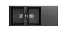 Navona Jazz D200 Double Bowl Granite Sink with Drainer 1160 x 500 x 210mm Deep Black