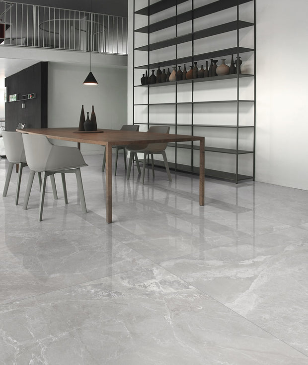 Joyce Perla Porcelain Tiles in a room setting