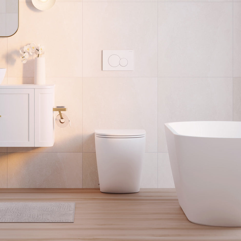 Koko Tornado Flush Wall-Faced Toilet Suite, Gloss White