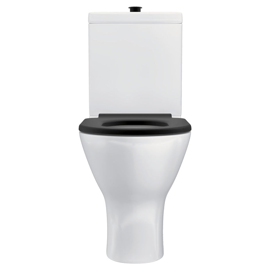 Delta Care Back-to-Wall Toilet Suite, Gloss White with Black Seat