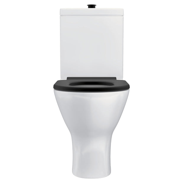 Delta Care Back-to-Wall Toilet Suite, Gloss White with Black Seat