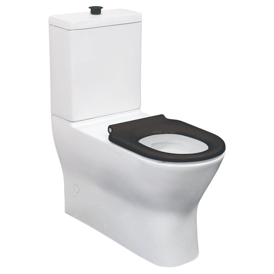 Delta Care Back-to-Wall Toilet Suite, Gloss White with Black Seat