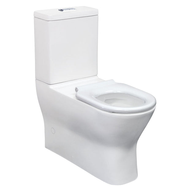 Delta Care Back-to-Wall Toilet Suite, White Seat, Slim Buttons