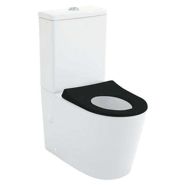 Isabella Junior Tornado Flush Back-to-Wall Toilet Suite, Black Seat with Anti-Vandal Kit
