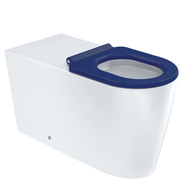 Isabella Care Wall-Faced Toilet Suite, Gloss White with Blue Seat