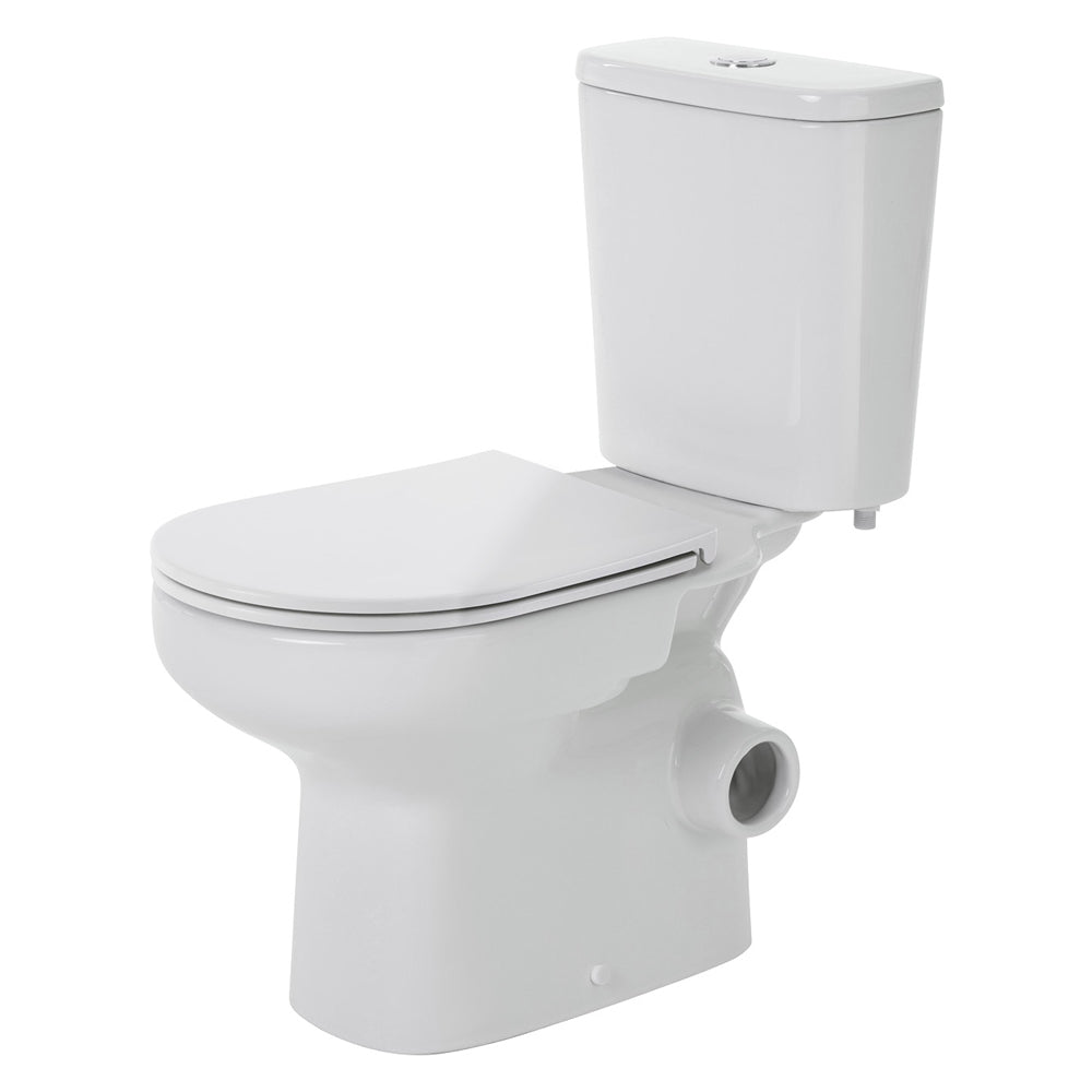 Petra Close-Coupled Toilet Suite, Right Skew Trap, Gloss White with Slim Seat