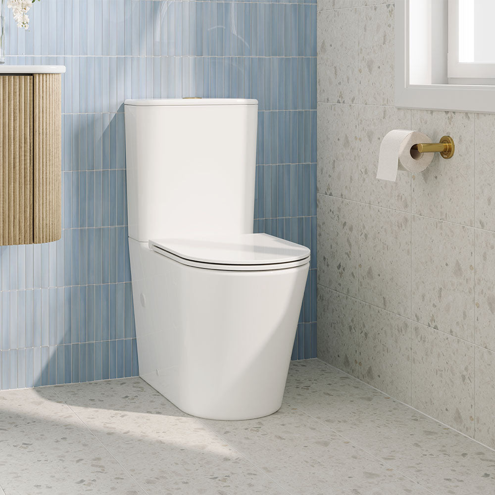 Tono Tornado Flush Slim Cistern Back-to-Wall Toilet Suite, Gloss White with Slim Seat