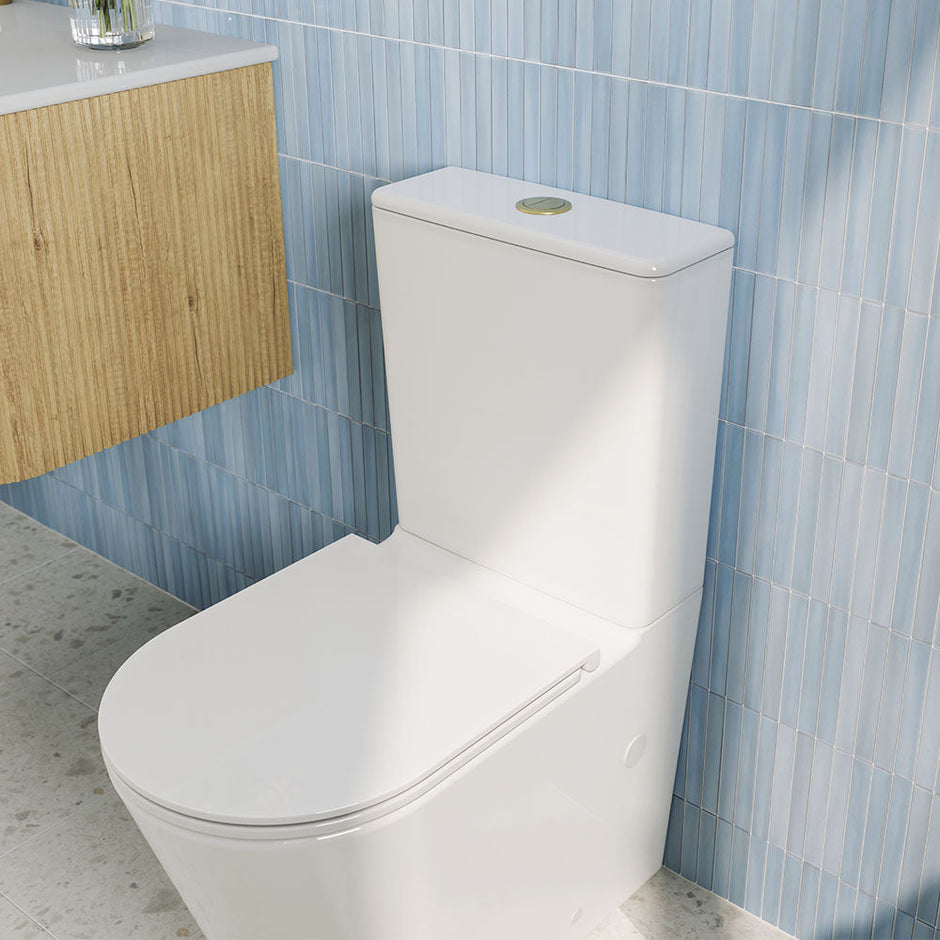 Tono Tornado Flush Slim Cistern Back-to-Wall Toilet Suite, Gloss White with Slim Seat