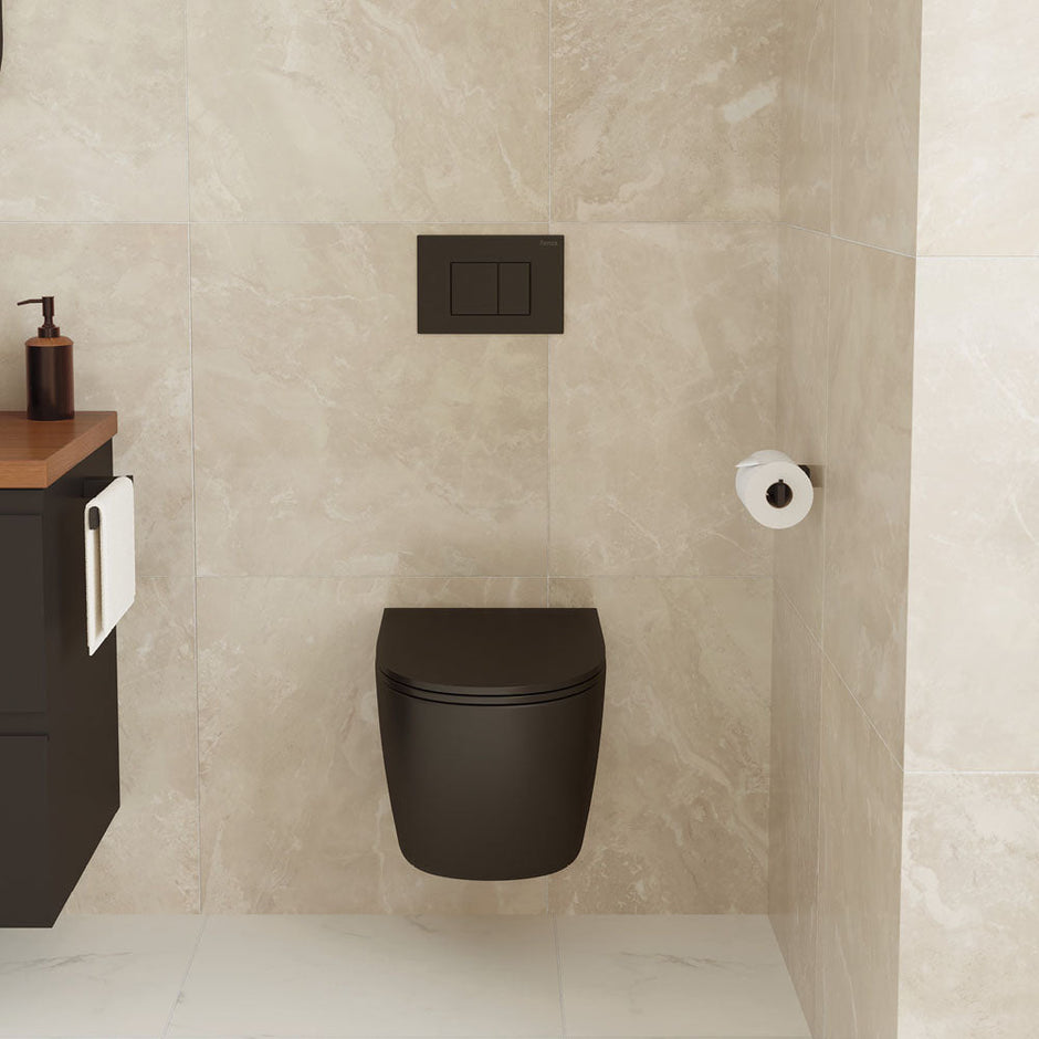 Koko Tornado Flush Wall Hung Toilet Suite, Matte Black
