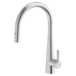 304 Gooseneck Pull Out with Dual Spray Function Kitchen Mixer in Brushed Steel